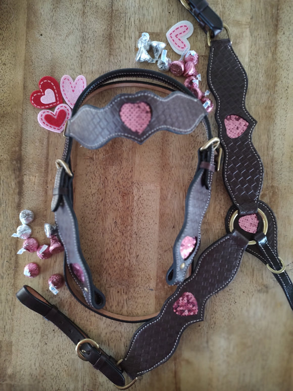 Sequin Heart Pony Headstall & Breast Collar